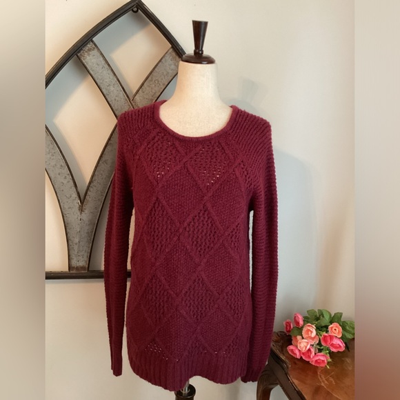 AMERICAN EAGLE Wine Cotton Wool Blend Knit Tunic Roomy Sweater - Picture 2 of 11